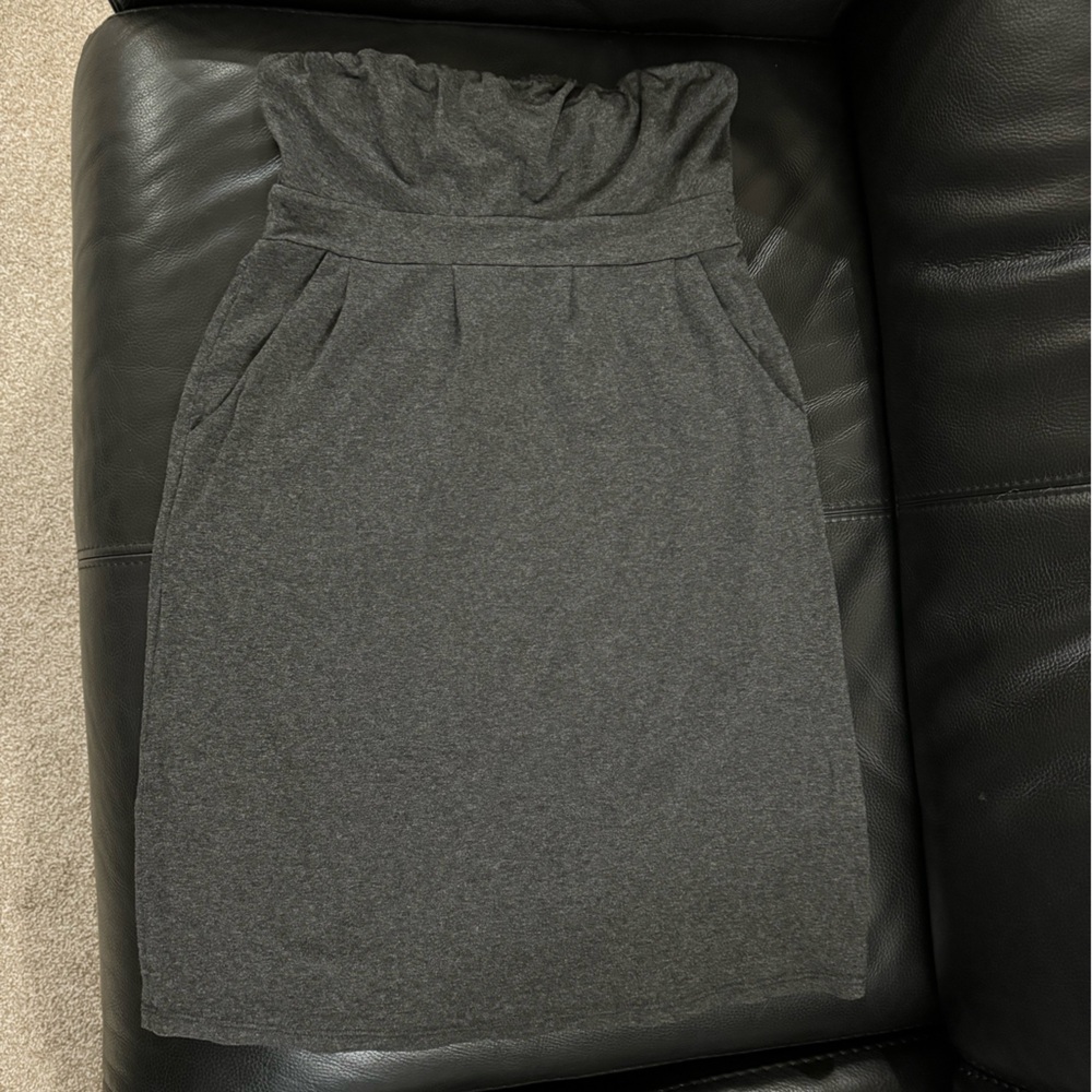 Fighting Eel Strapless Dress, in Dark Gray, size Small